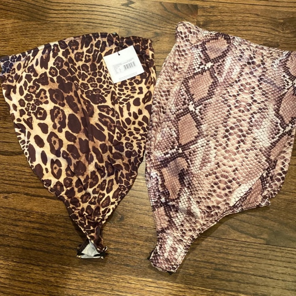 Missguided thong cheetah and snake print bodysuits